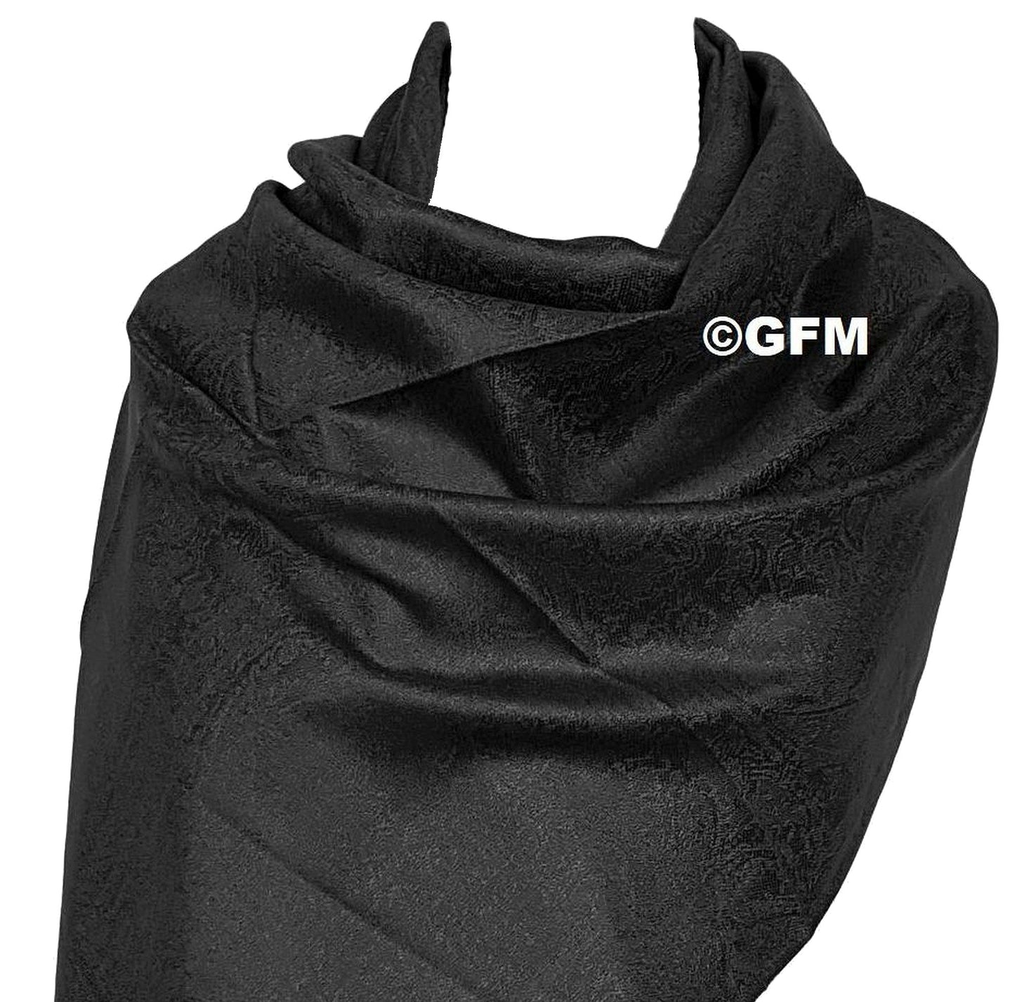 Paisley Pattern Pashmina Style Scarf – Lightweight, Stylish, Boho-Chic Fashion Accessory - Black (P093-KLKL)