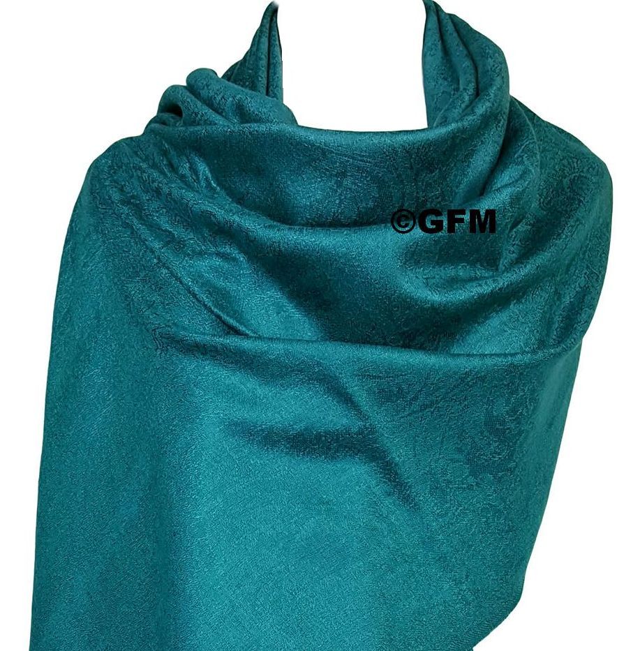 Paisley Pattern Pashmina Style Scarf – Lightweight, Stylish, Boho-Chic Fashion Accessory - Teal (P093-TLALL)