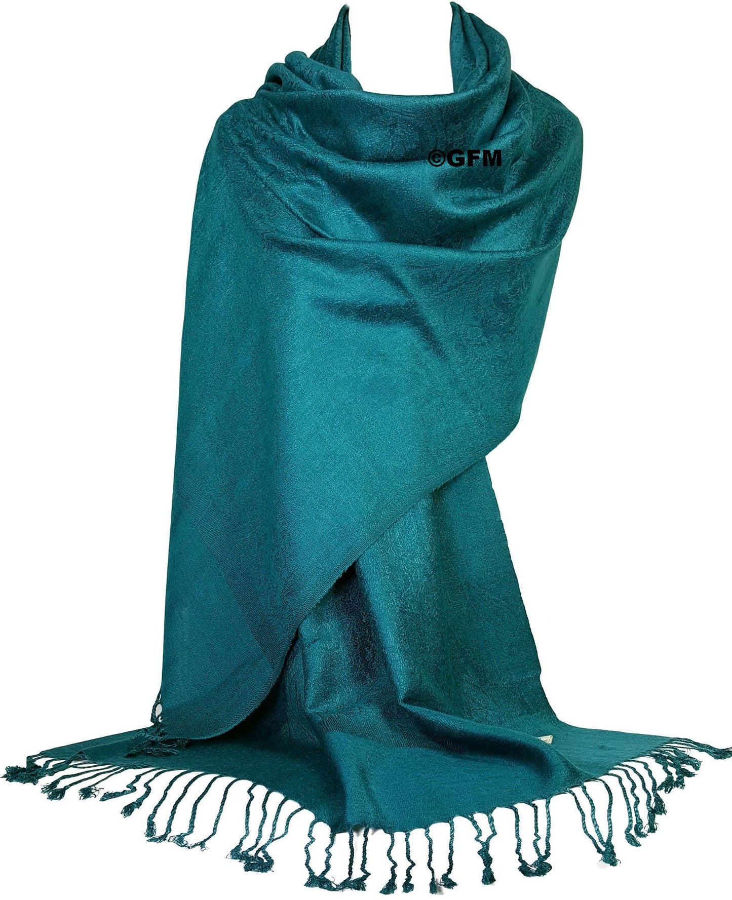 Paisley Pattern Pashmina Style Scarf – Lightweight, Stylish, Boho-Chic Fashion Accessory - Teal (P093-TLALL)