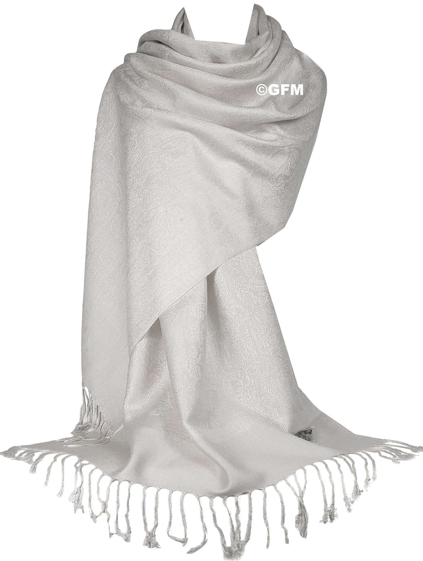 Paisley Pattern Pashmina Style Scarf – Lightweight, Stylish, Boho-Chic Fashion Accessory - Off White (P093-OSFD)