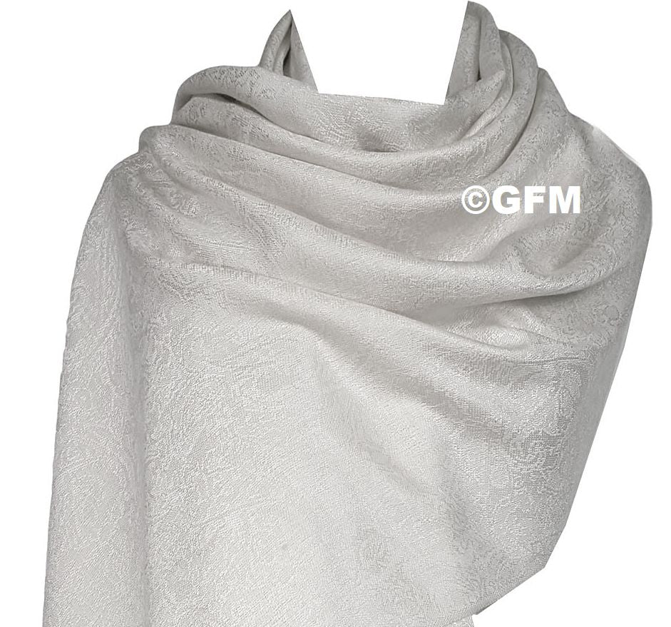 Paisley Pattern Pashmina Style Scarf – Lightweight, Stylish, Boho-Chic Fashion Accessory - Off White (P093-OSFD)