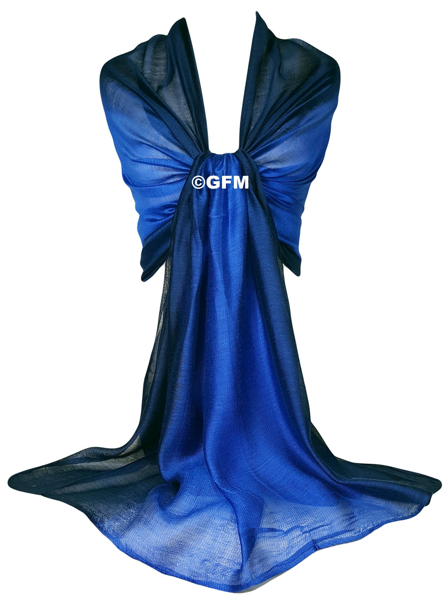Two-Tone Silk-Cotton Blend Scarf - Navy & Royal Blue (DMSYSLK-GHNLCRTNL)