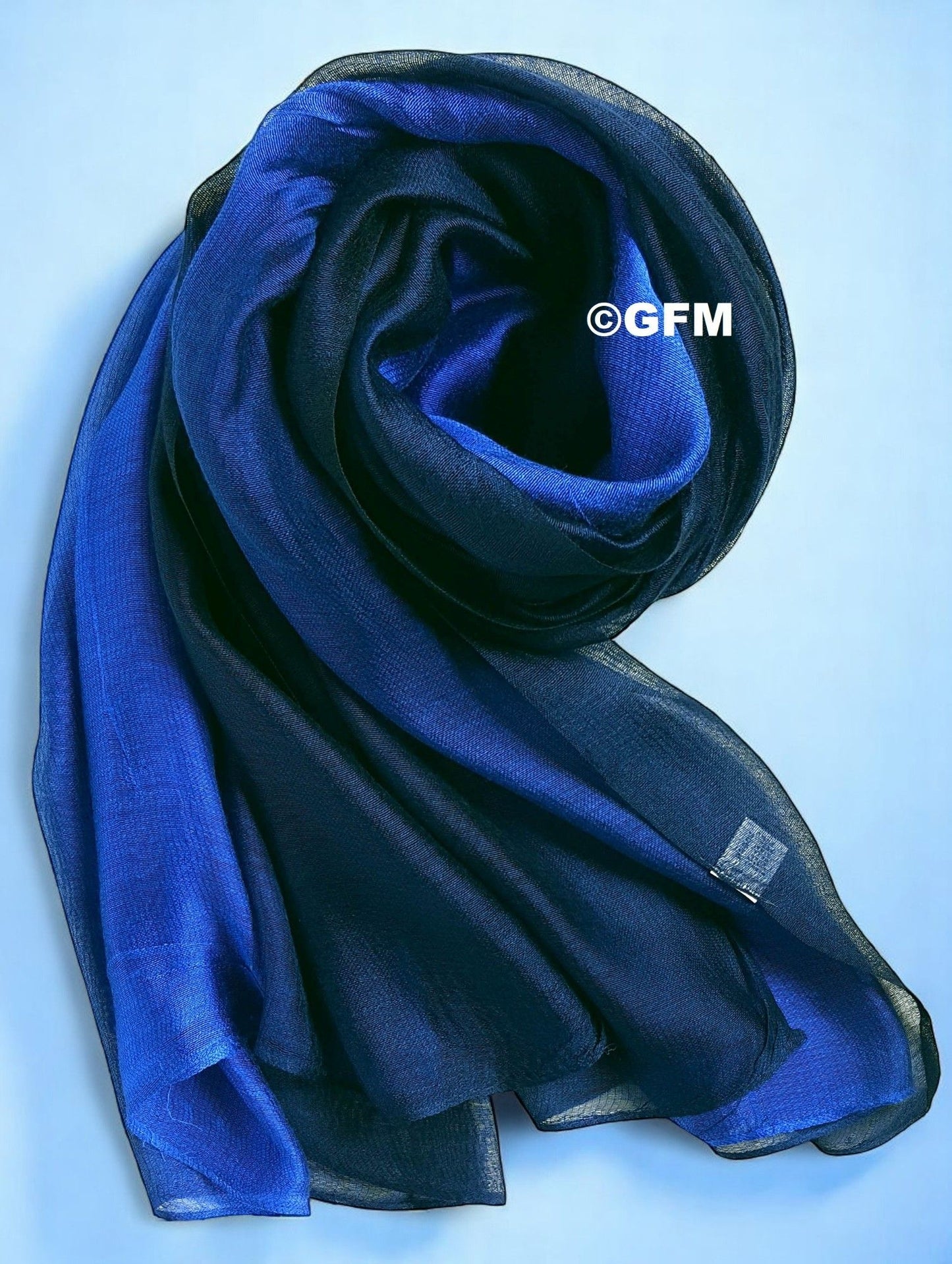 Two-Tone Silk-Cotton Blend Scarf - Navy & Royal Blue (DMSYSLK-GHNLCRTNL)