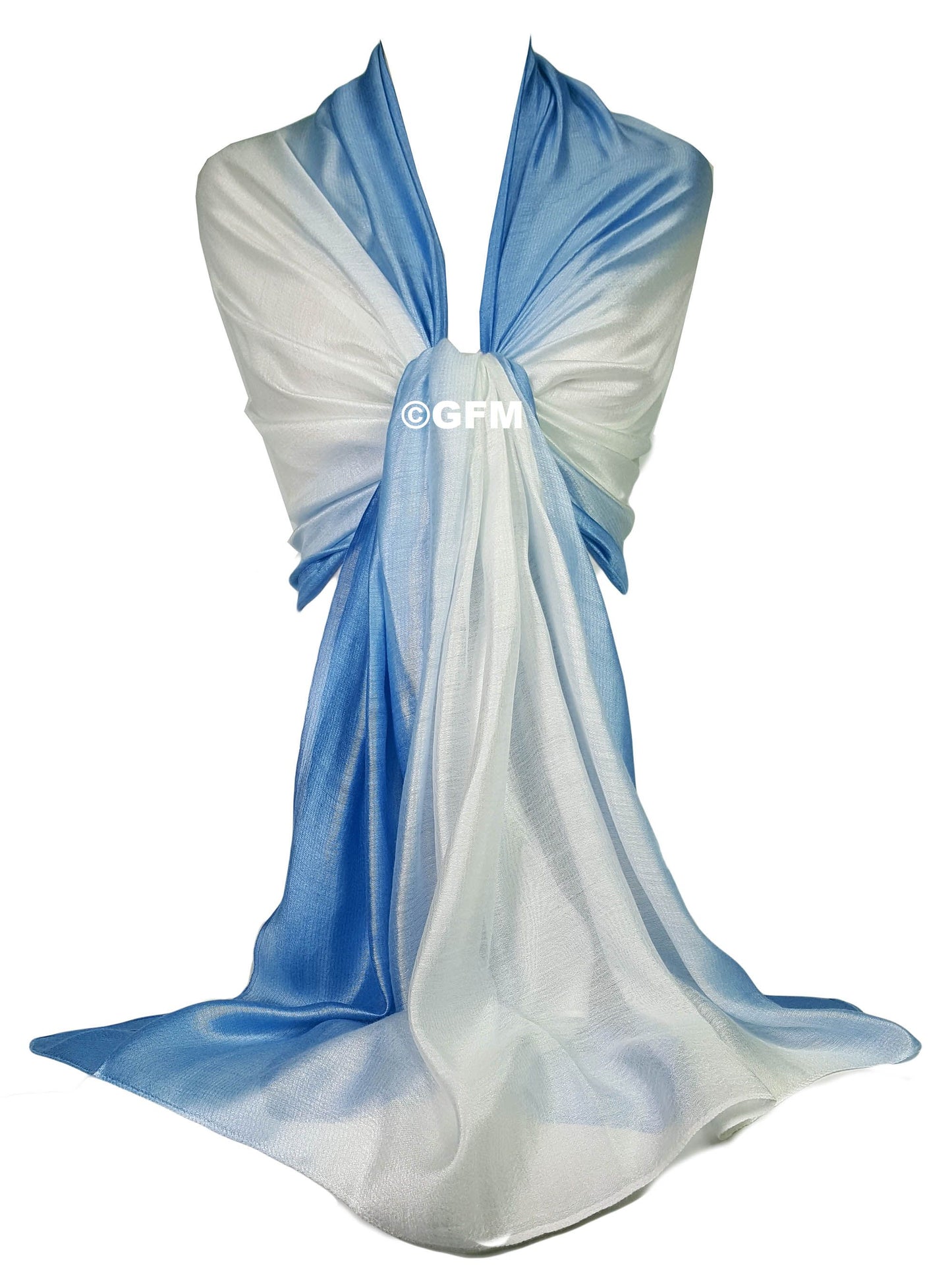 Two-Tone Silk-Cotton Blend Scarf - Light Blue (DMSYSLK-HLNLSFD)