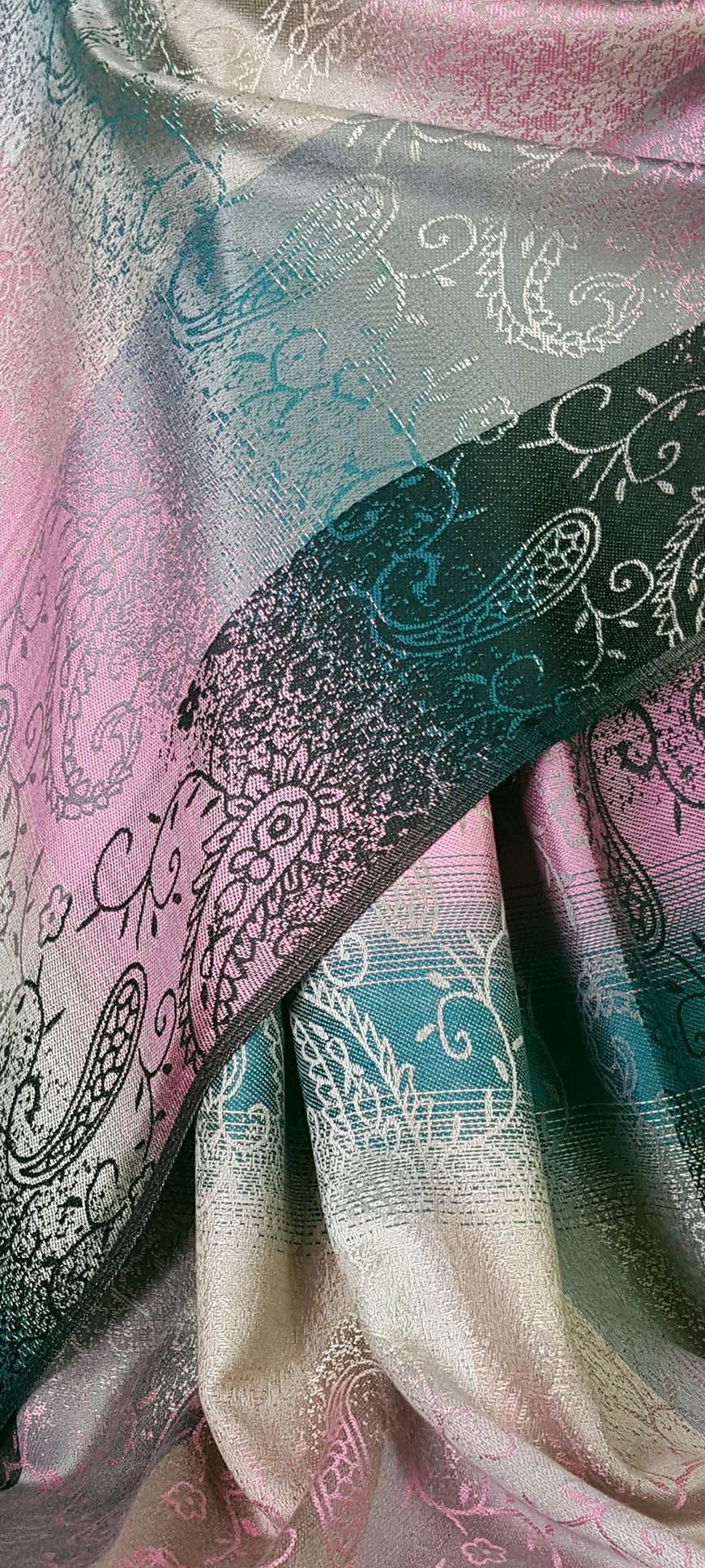 Floral Paisley Pattern Pashmina Style Scarf Shawl for Women - Pink (9321-GLB)