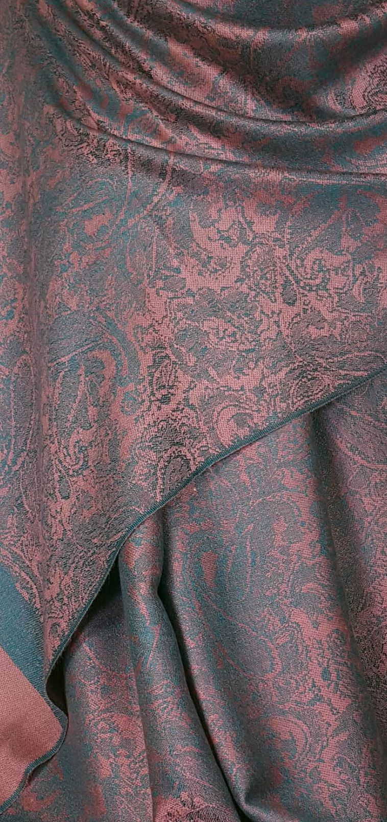 Paisley Pattern Pashmina Style Scarf – Lightweight, Stylish, Boho-Chic Fashion Accessory - Pink Teal (P093-GLBTL)