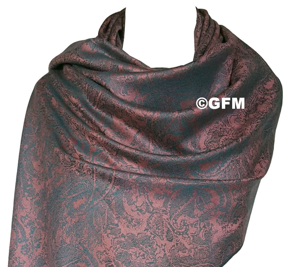 Paisley Pattern Pashmina Style Scarf – Lightweight, Stylish, Boho-Chic Fashion Accessory - Pink Teal (P093-GLBTL)