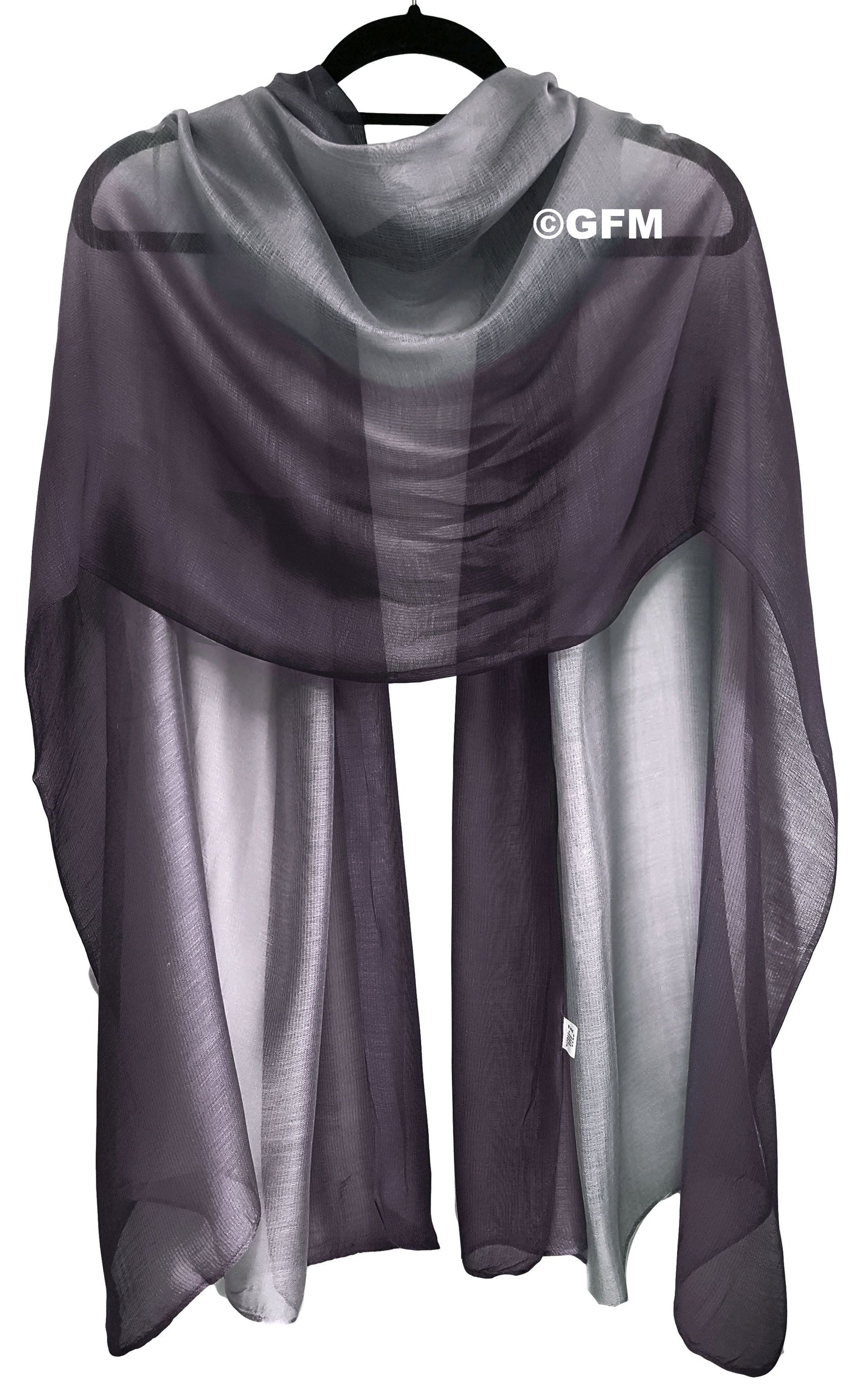 Two-Tone Silk-Cotton Blend Scarf - Aubergine Purple Silver (DMSYSLK-AUJMNCH)