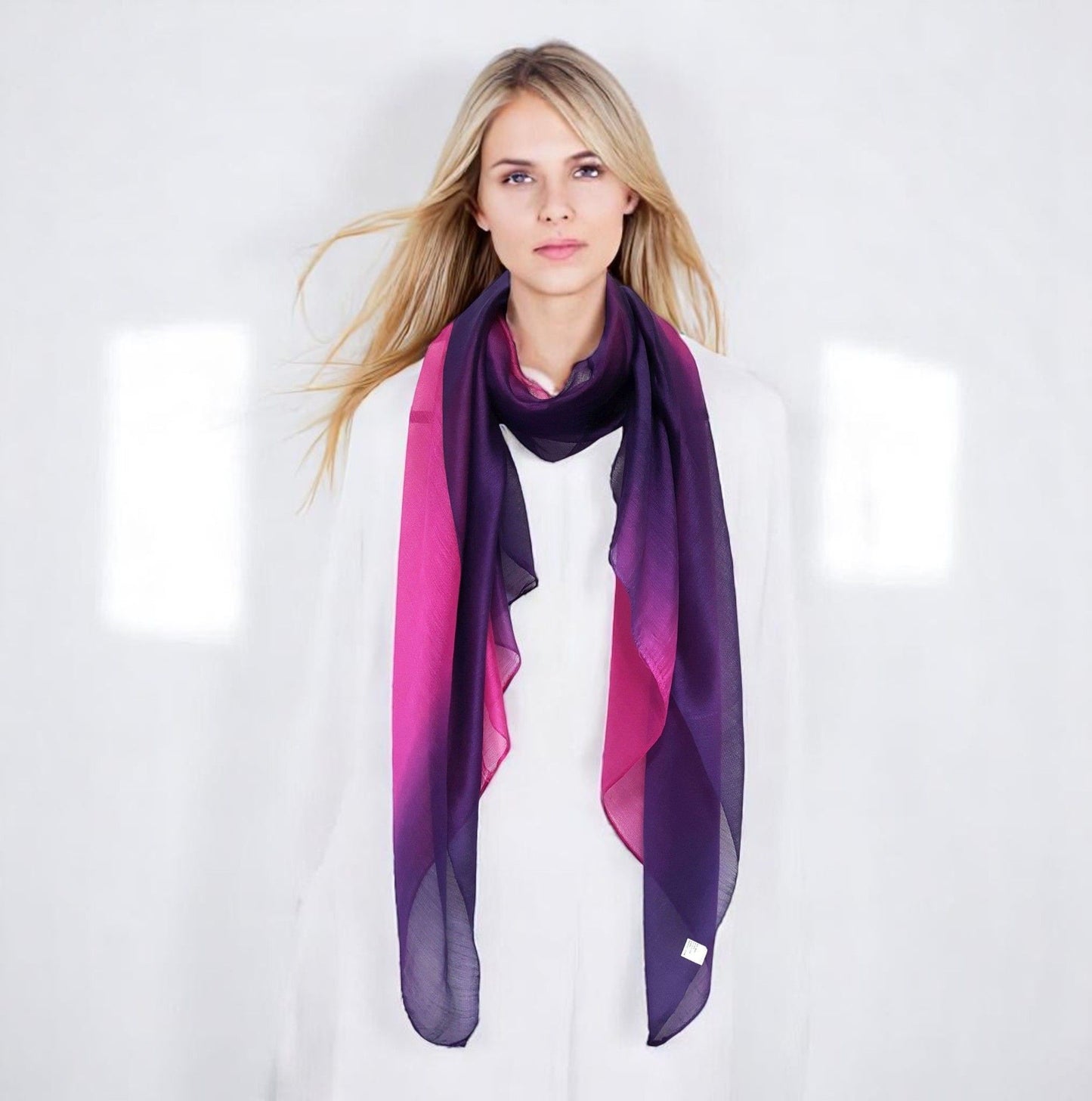 Two-Tone Silk-Cotton Blend Scarf - Purple Pink (DMSYSLK-JMNCRTGLB)