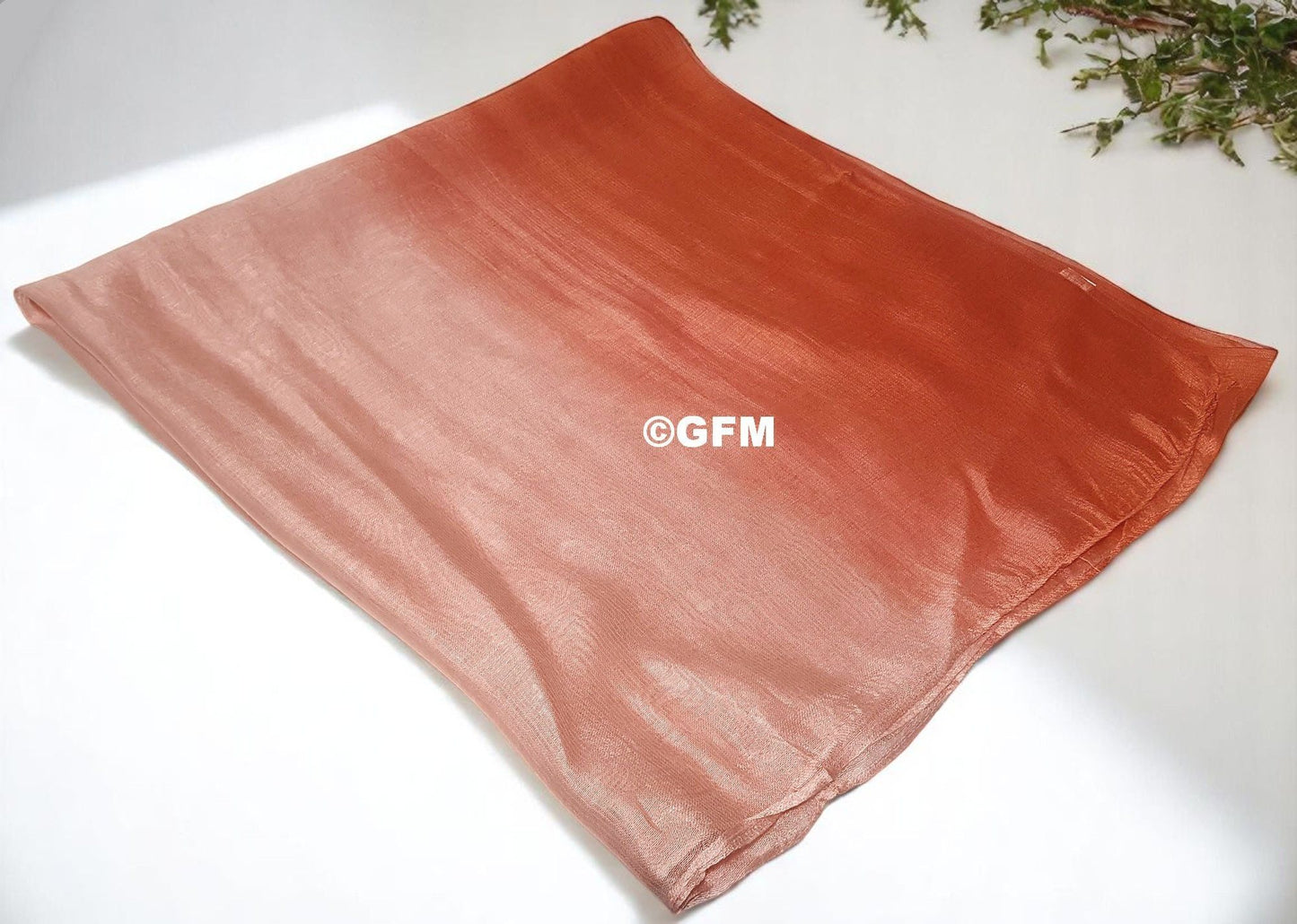 Two-Tone Silk-Cotton Blend Scarf - Light Orange Peach (DMSYSLK-NRG)
