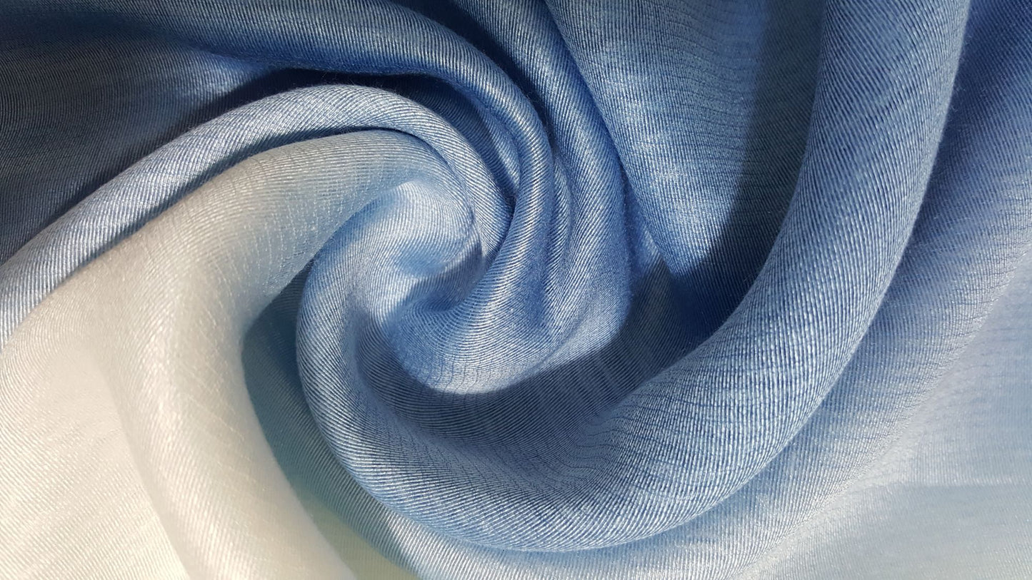 Two-Tone Silk-Cotton Blend Scarf - Light Blue (DMSYSLK-HLNLSFD)
