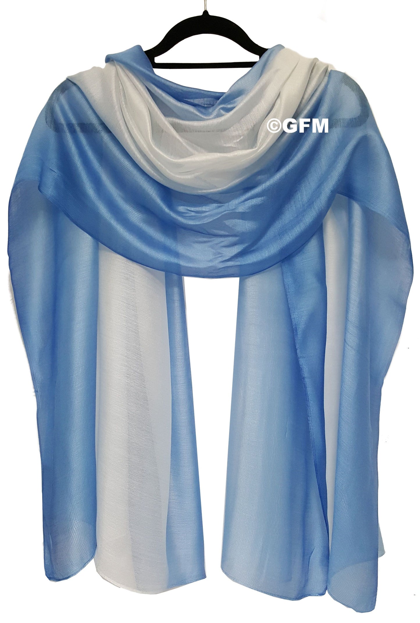 Two-Tone Silk-Cotton Blend Scarf - Light Blue (DMSYSLK-HLNLSFD)