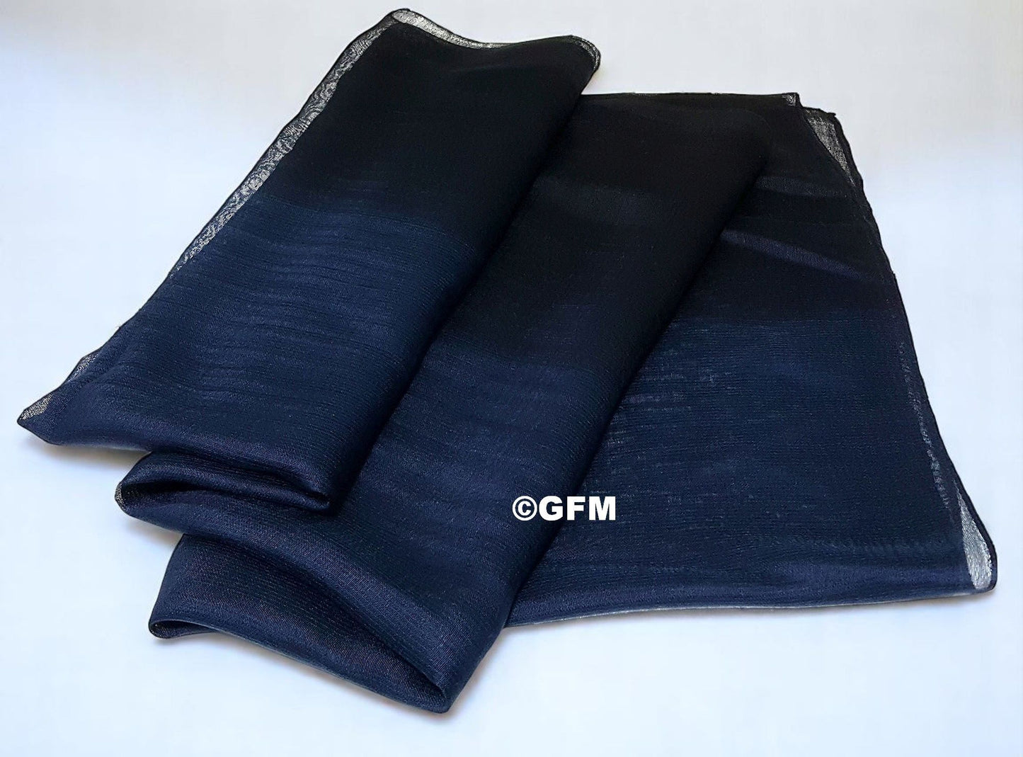 Two-Tone Silk-Cotton Blend Scarf - Dark Navy Blue (DMSYSLK-GHNLKL)
