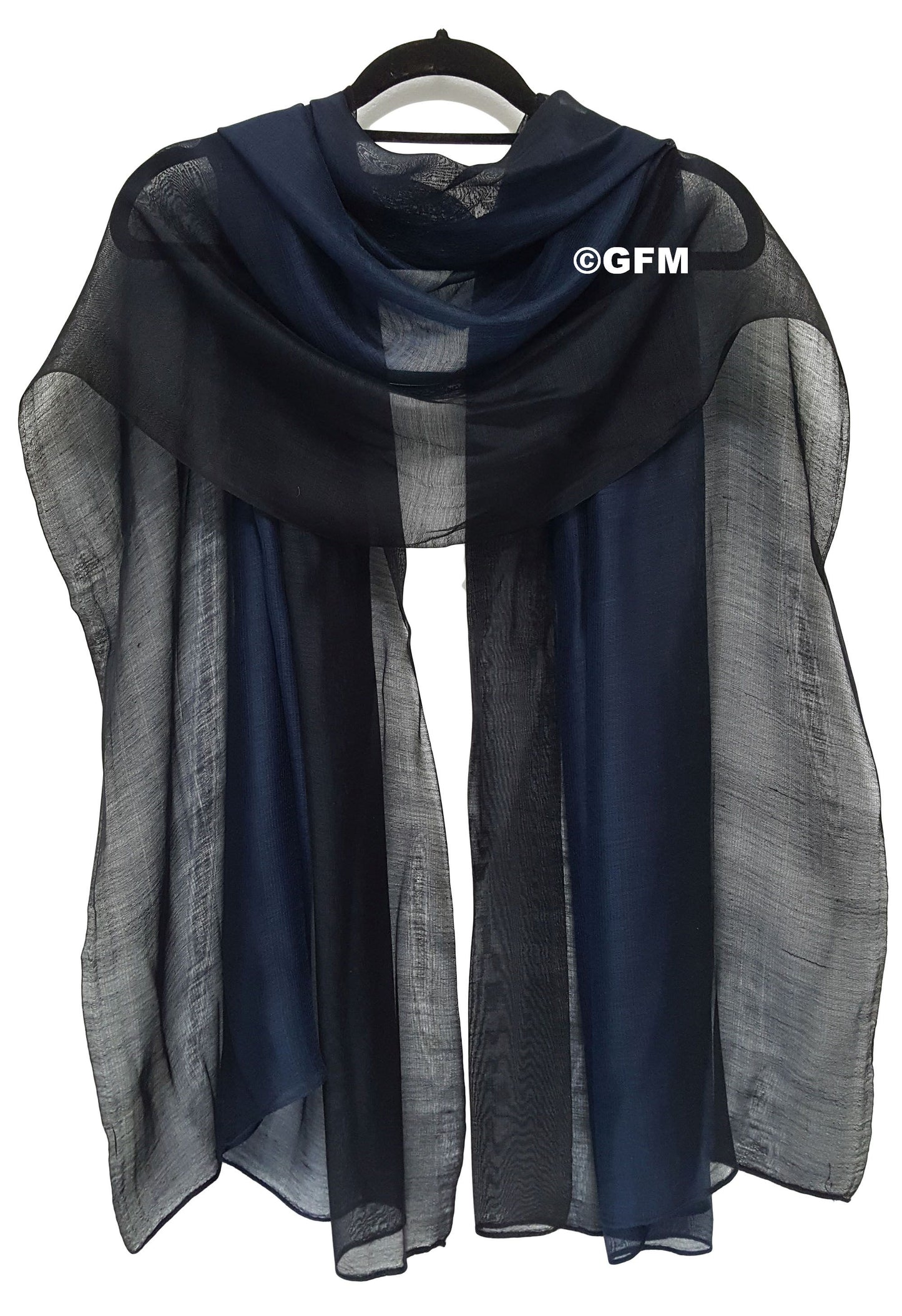 Two-Tone Silk-Cotton Blend Scarf - Dark Navy Blue (DMSYSLK-GHNLKL)