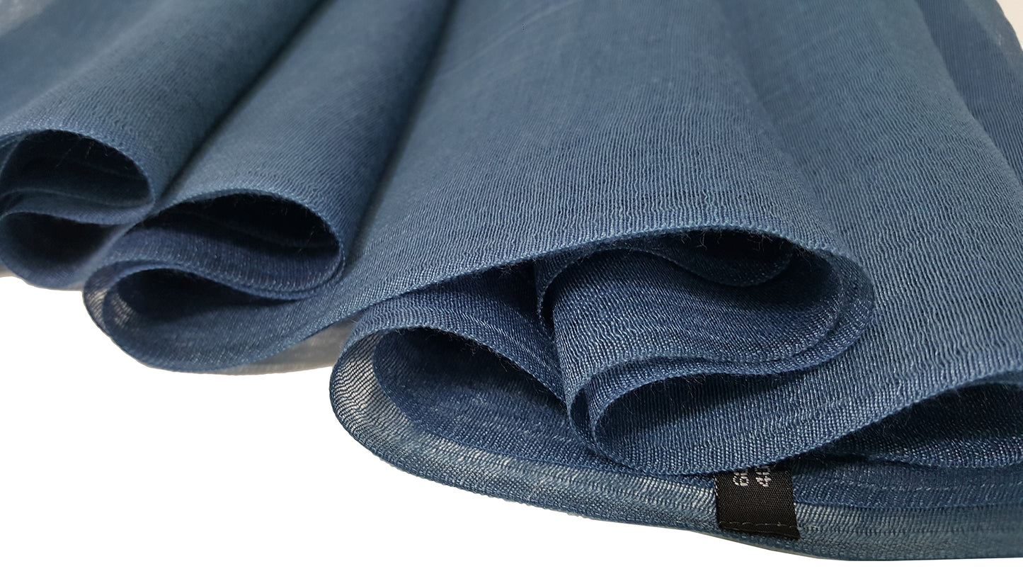 Two-Tone Silk-Cotton Blend Scarf - Denim Blue (DMSYSLK-BechNL)