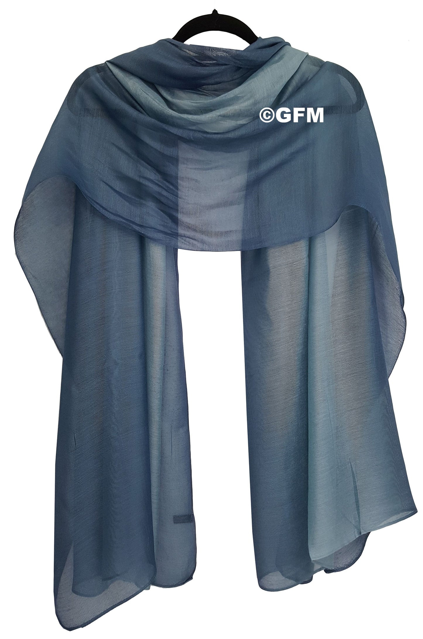 Two-Tone Silk-Cotton Blend Scarf - Denim Blue (DMSYSLK-BechNL)