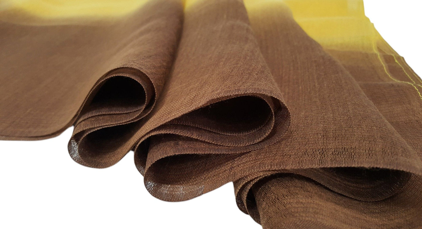 Two-Tone Silk-Cotton Blend Scarf - Mustard Gold (DMSYSLK-MTDSN)