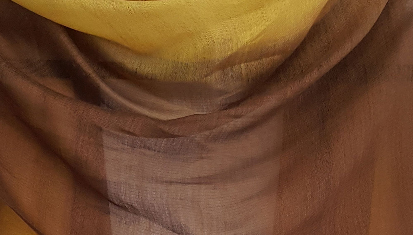 Two-Tone Silk-Cotton Blend Scarf - Mustard Gold (DMSYSLK-MTDSN)