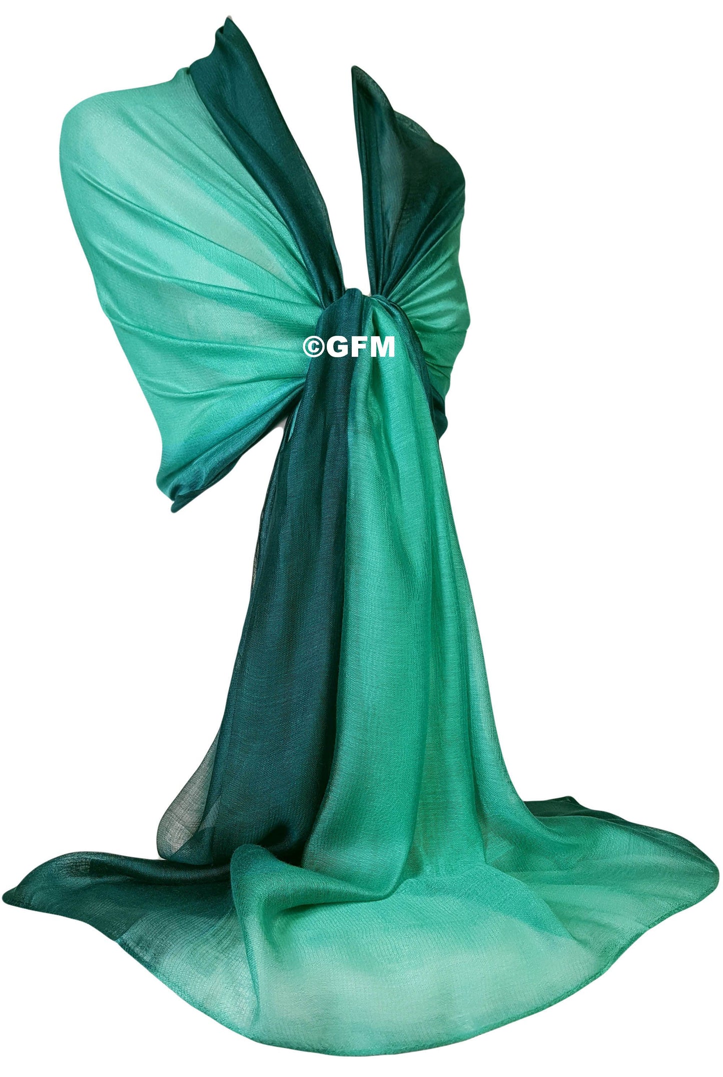 Two-Tone Silk-Cotton Blend Scarf - Turquoise Teal Green (DMSYSLK-PCKTL)