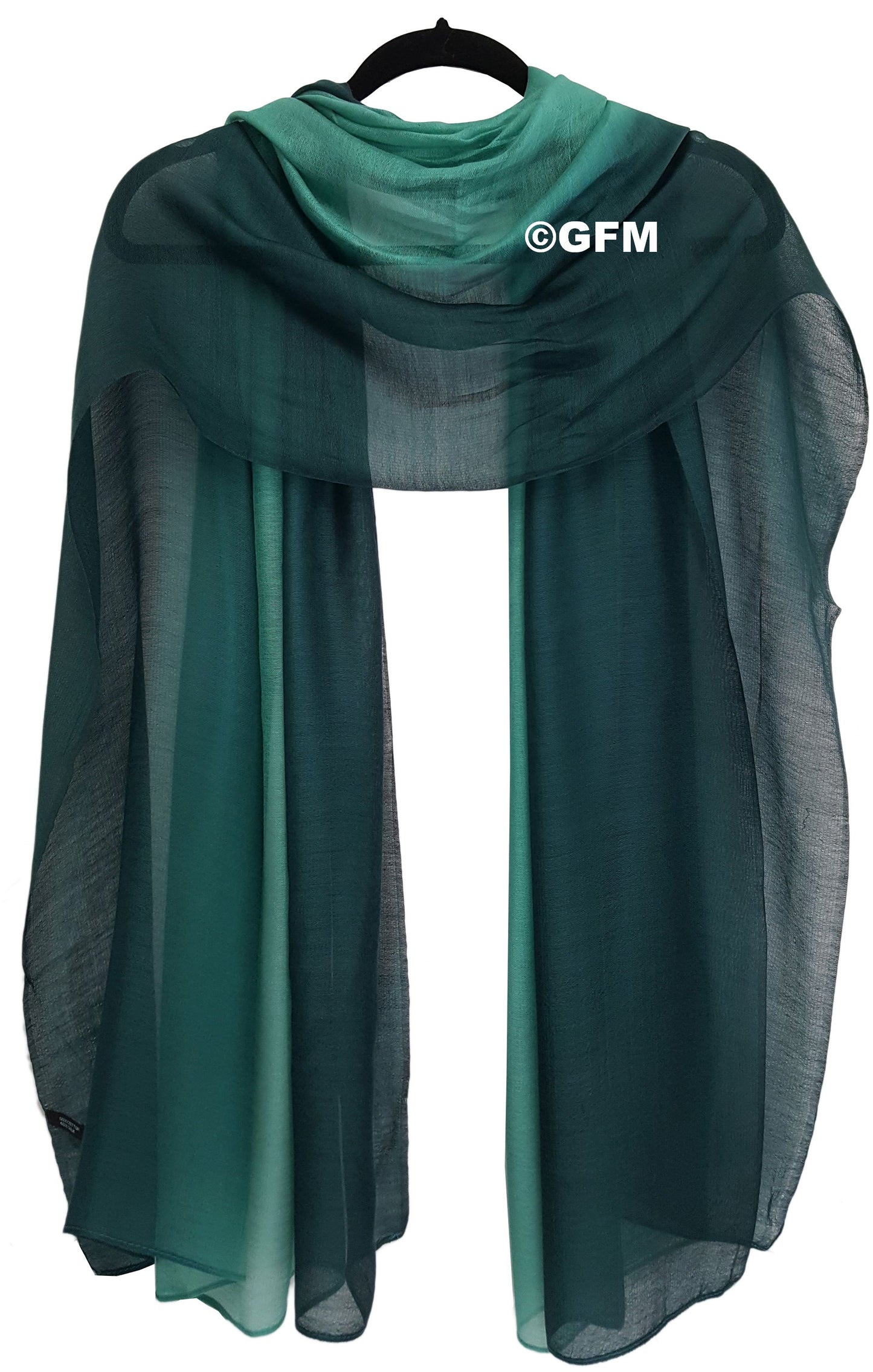 Two-Tone Silk-Cotton Blend Scarf - Turquoise Teal Green (DMSYSLK-PCKTL)