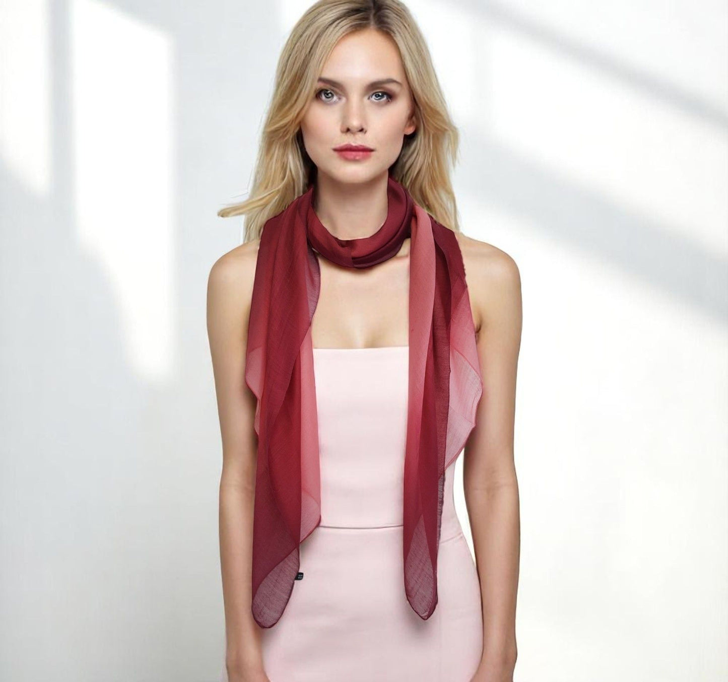 Two-Tone Silk-Cotton Blend Scarf - Fuchsia (DMSYSLK-FSHGLB)