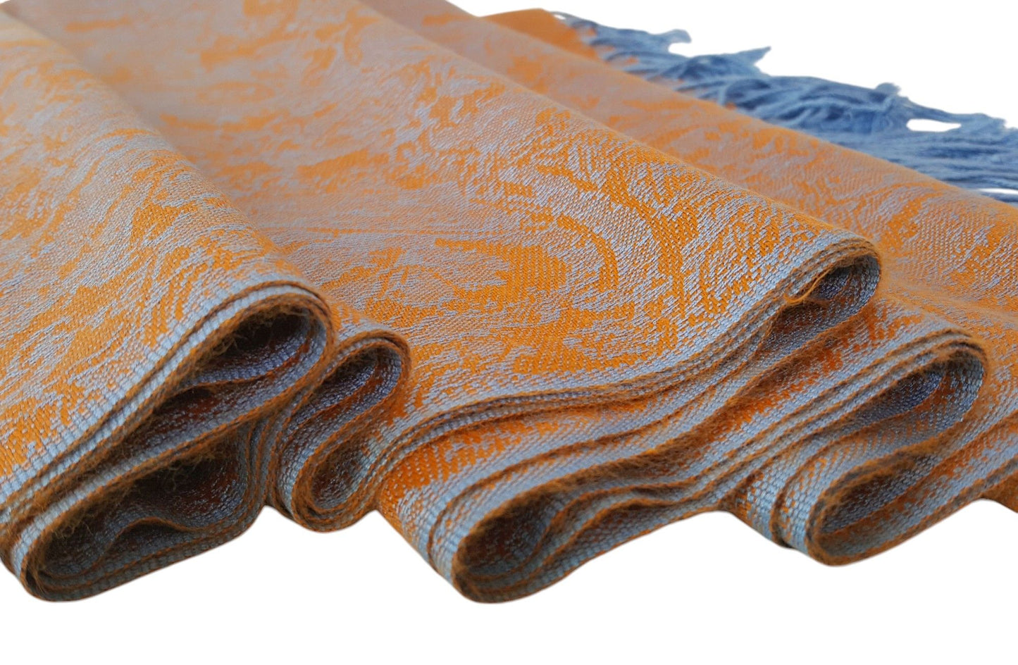 Paisley Pattern Pashmina Style Scarf – Lightweight, Stylish, Boho-Chic Fashion Accessory - Orange Blue (P093-NRGNL)