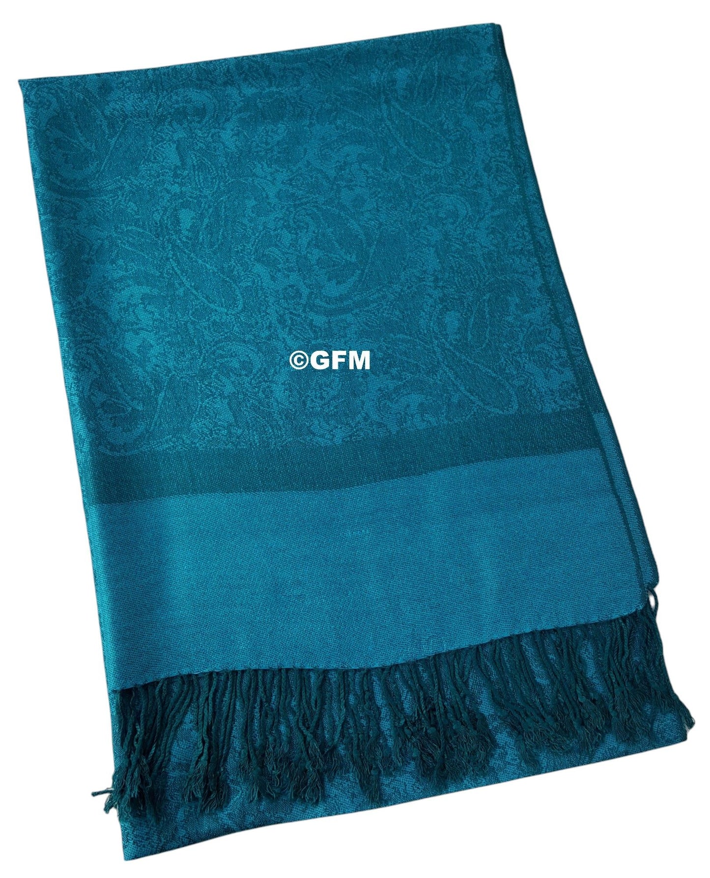 Paisley Pattern Pashmina Style Scarf – Lightweight, Stylish, Boho-Chic Fashion Accessory - Teal Turquoise (P093-TXTL)