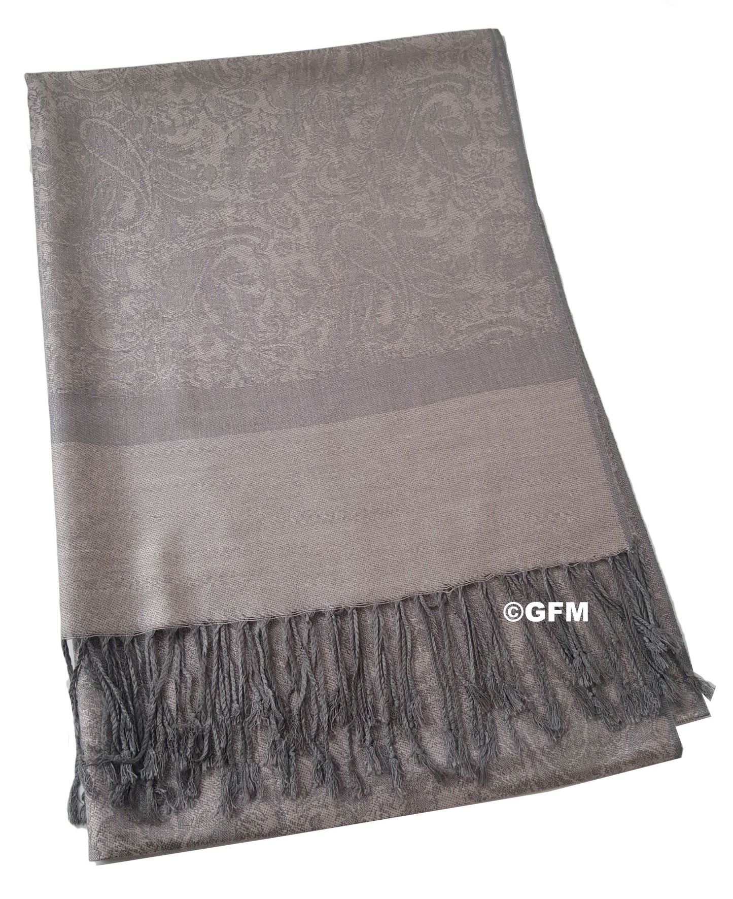Paisley Pattern Pashmina Style Scarf – Lightweight, Stylish, Boho-Chic Fashion Accessory - Nude Grey (P093-NDBH)
