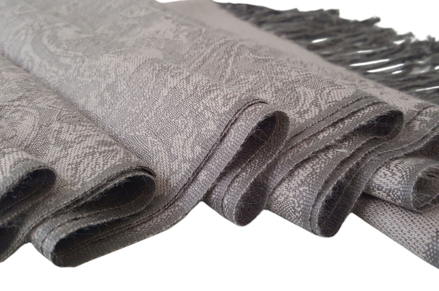 Paisley Pattern Pashmina Style Scarf – Lightweight, Stylish, Boho-Chic Fashion Accessory - Nude Grey (P093-NDBH)
