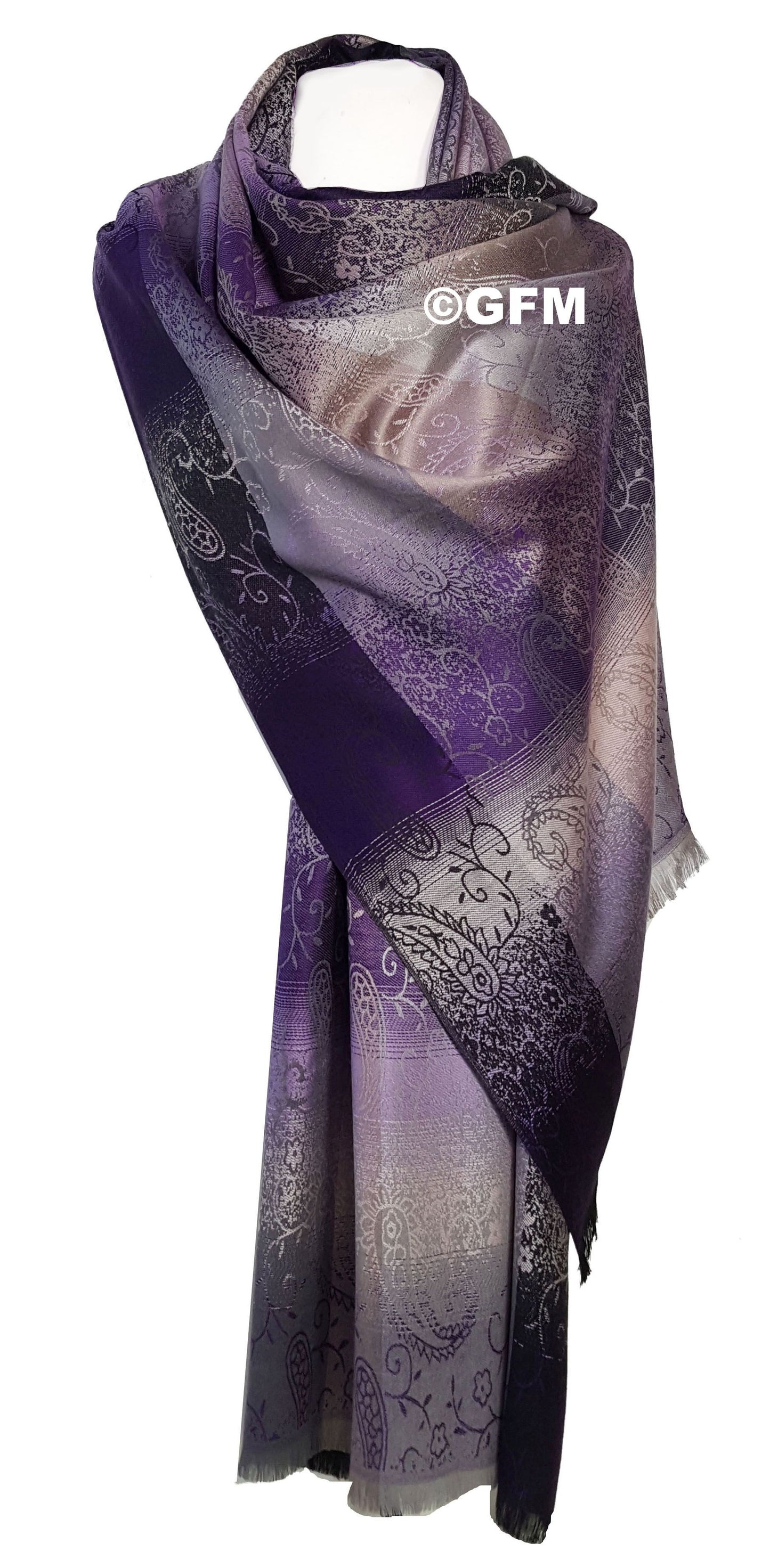 Floral Paisley Pattern Pashmina Style Scarf Shawl for Women - Purple (9321-JMN)