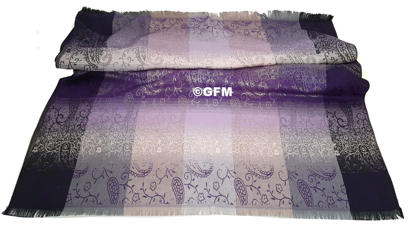 Floral Paisley Pattern Pashmina Style Scarf Shawl for Women - Purple (9321-JMN)