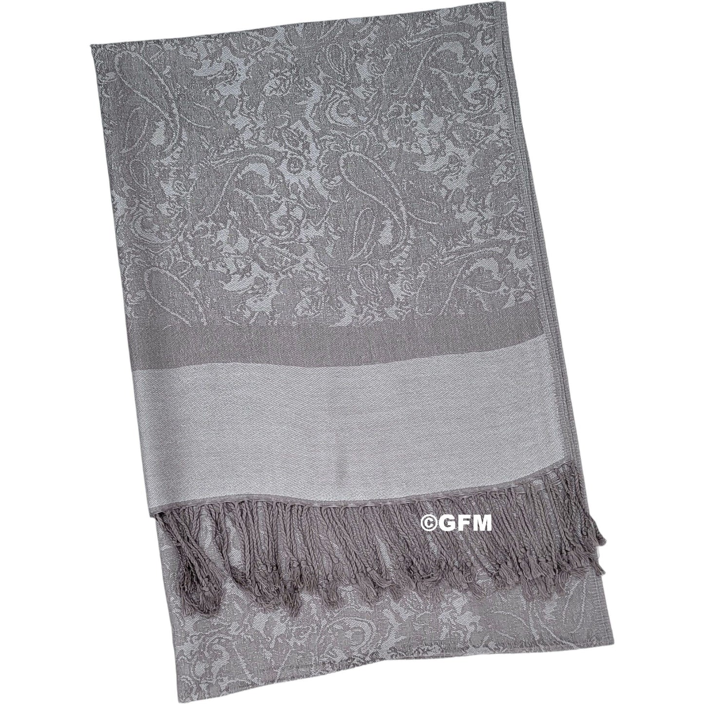 Paisley Pattern Pashmina Style Scarf – Lightweight, Stylish, Boho-Chic Fashion Accessory - Taupe Brown Grey (P093-CHTPBH)