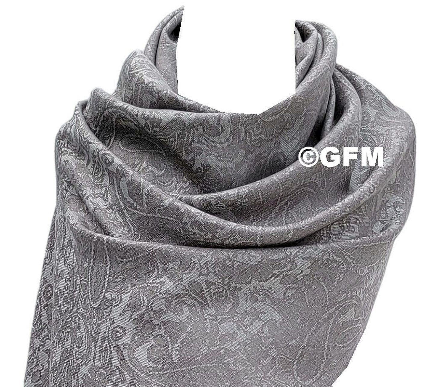 Paisley Pattern Pashmina Style Scarf – Lightweight, Stylish, Boho-Chic Fashion Accessory - Taupe Brown Grey (P093-CHTPBH)
