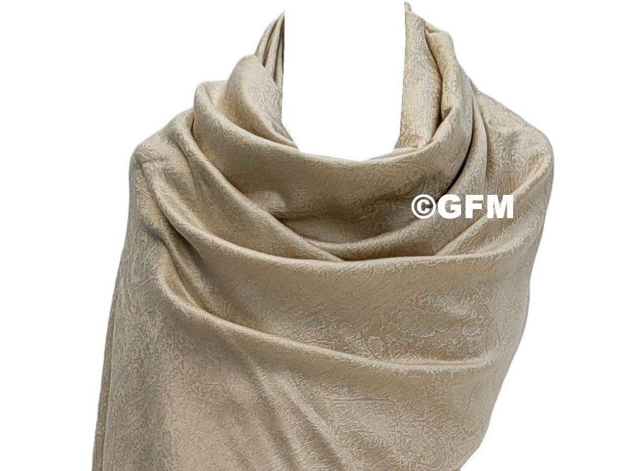Paisley Pattern Pashmina Style Scarf – Lightweight, Stylish, Boho-Chic Fashion Accessory - Beige (P093-TRALL)