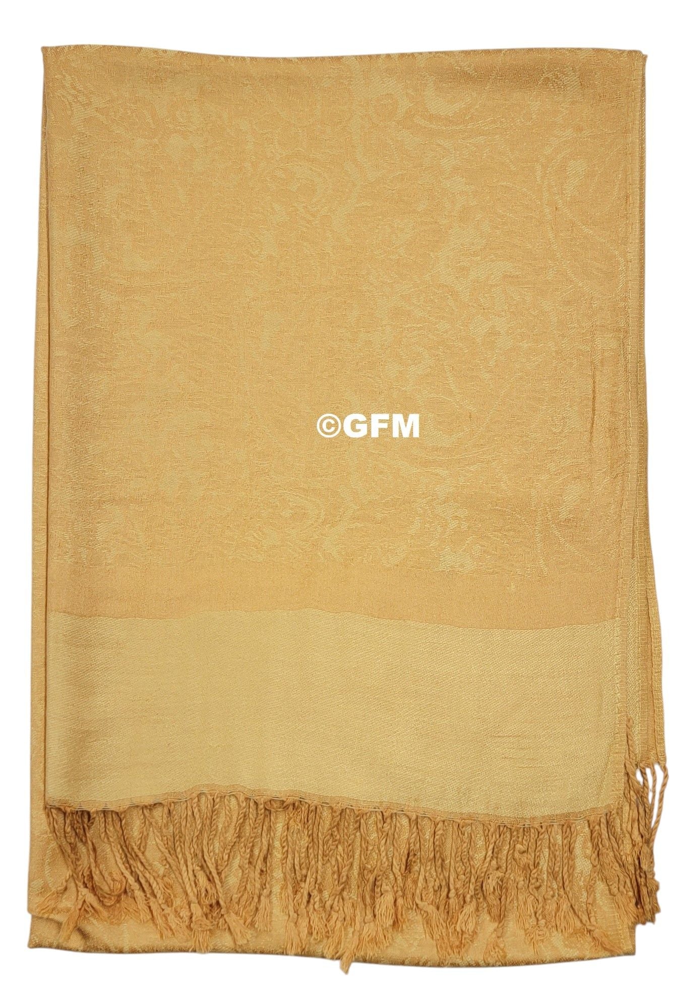 Paisley Pattern Pashmina Style Scarf – Lightweight, Stylish, Boho-Chic Fashion Accessory - Yellow Gold (P093-SNSN)
