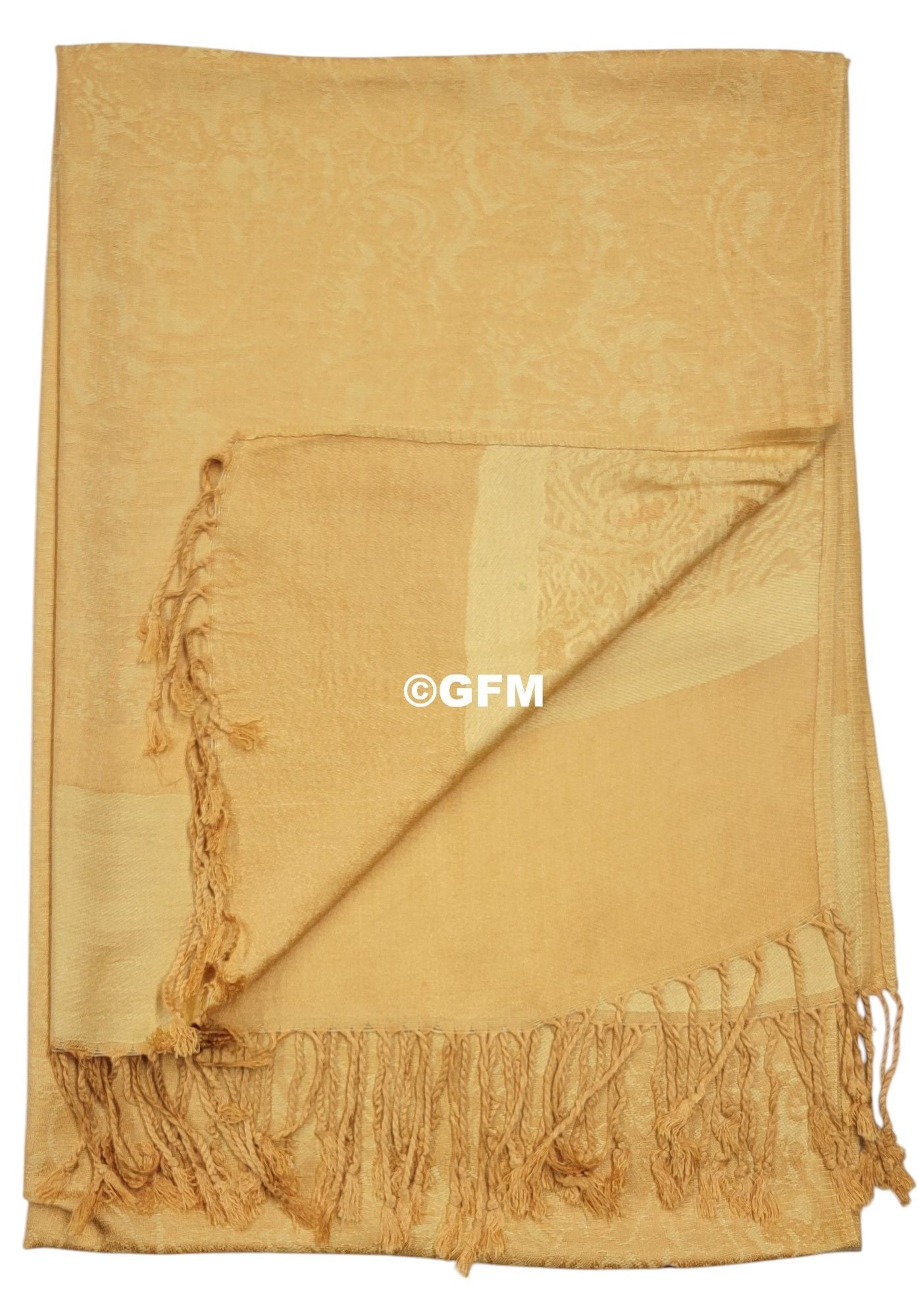 Paisley Pattern Pashmina Style Scarf – Lightweight, Stylish, Boho-Chic Fashion Accessory - Yellow Gold (P093-SNSN)