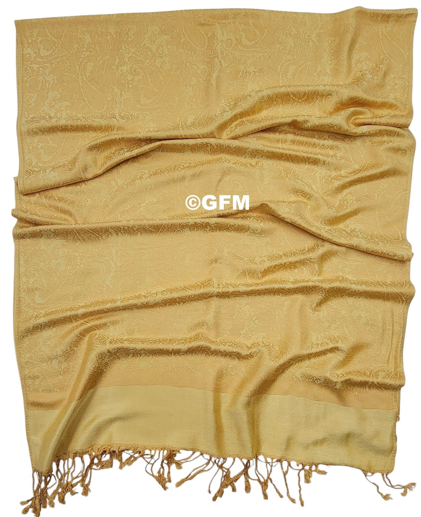 Paisley Pattern Pashmina Style Scarf – Lightweight, Stylish, Boho-Chic Fashion Accessory - Yellow Gold (P093-SNSN)