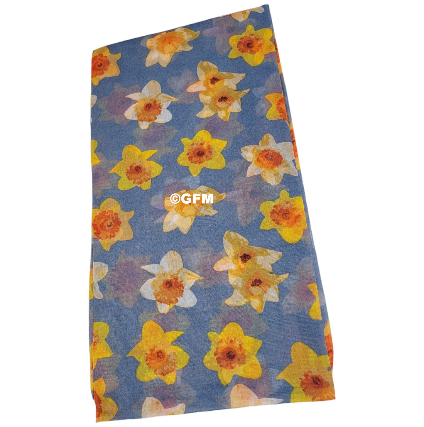 Daffodil Flower Print Scarf - Denim Blue (DAF-05-DNM)