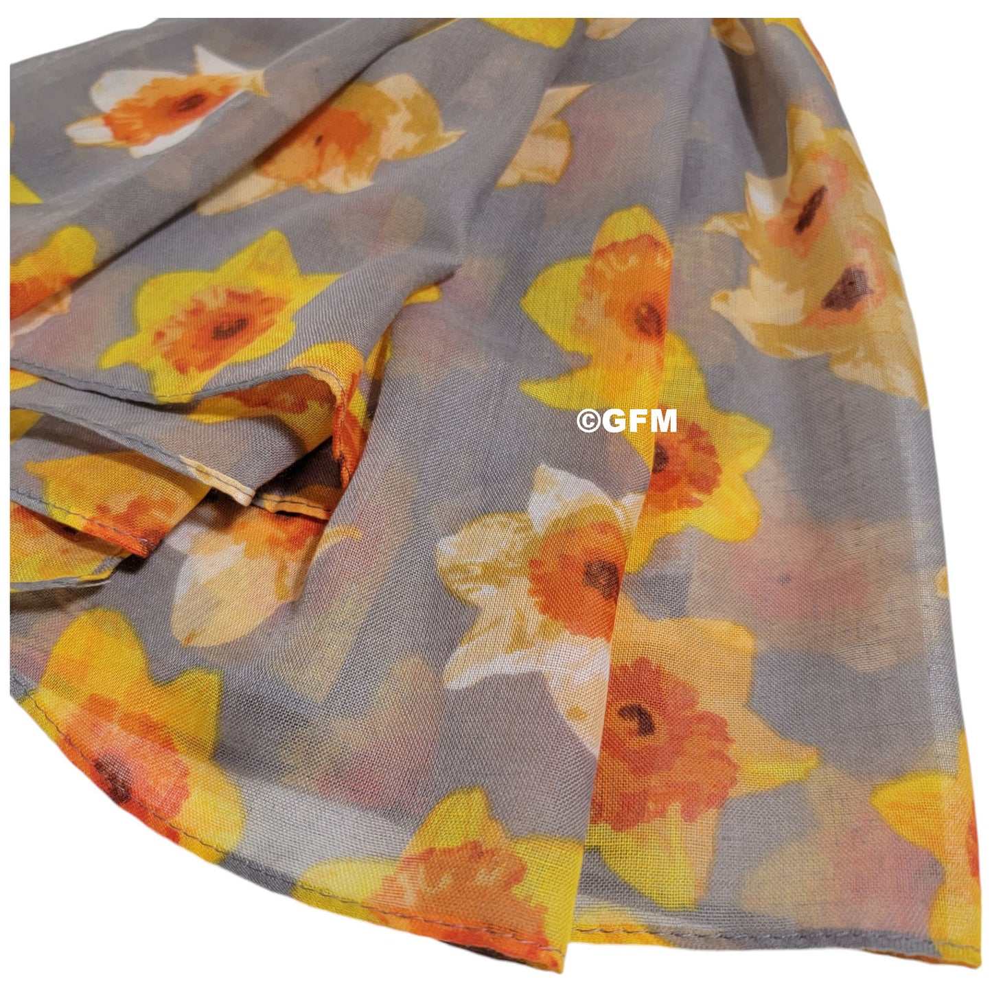 Daffodil Flower Print Scarf - Grey (DAF-05-BH)
