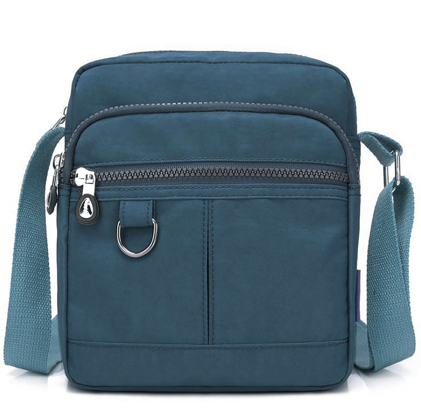 Lightweight Waterproof Small Nylon Crossbody Bag for Women with Multiple Compartments and Adjustable Strap - Denim Blue (9925-JNSNL)