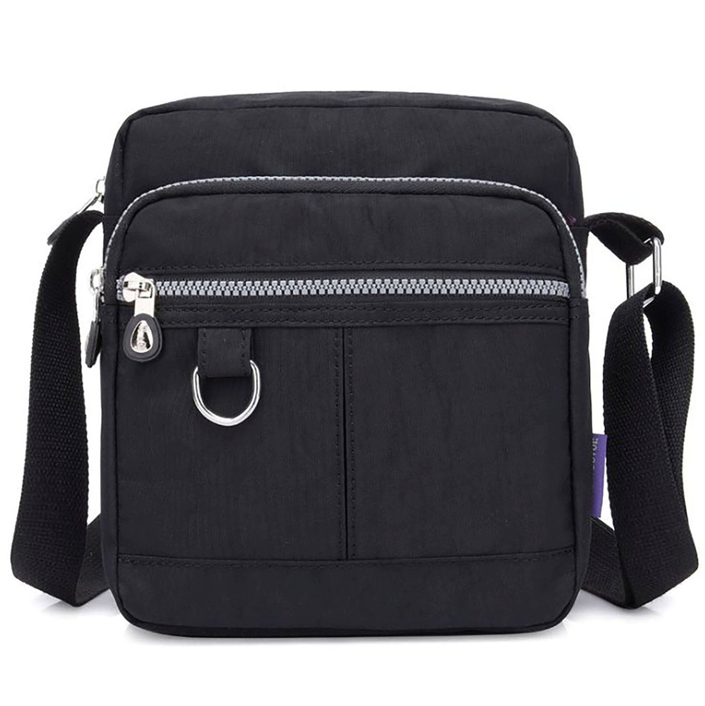 Lightweight Waterproof Small Nylon Crossbody Bag for Women with Multiple Compartments and Adjustable Strap - Black (9925-KL)