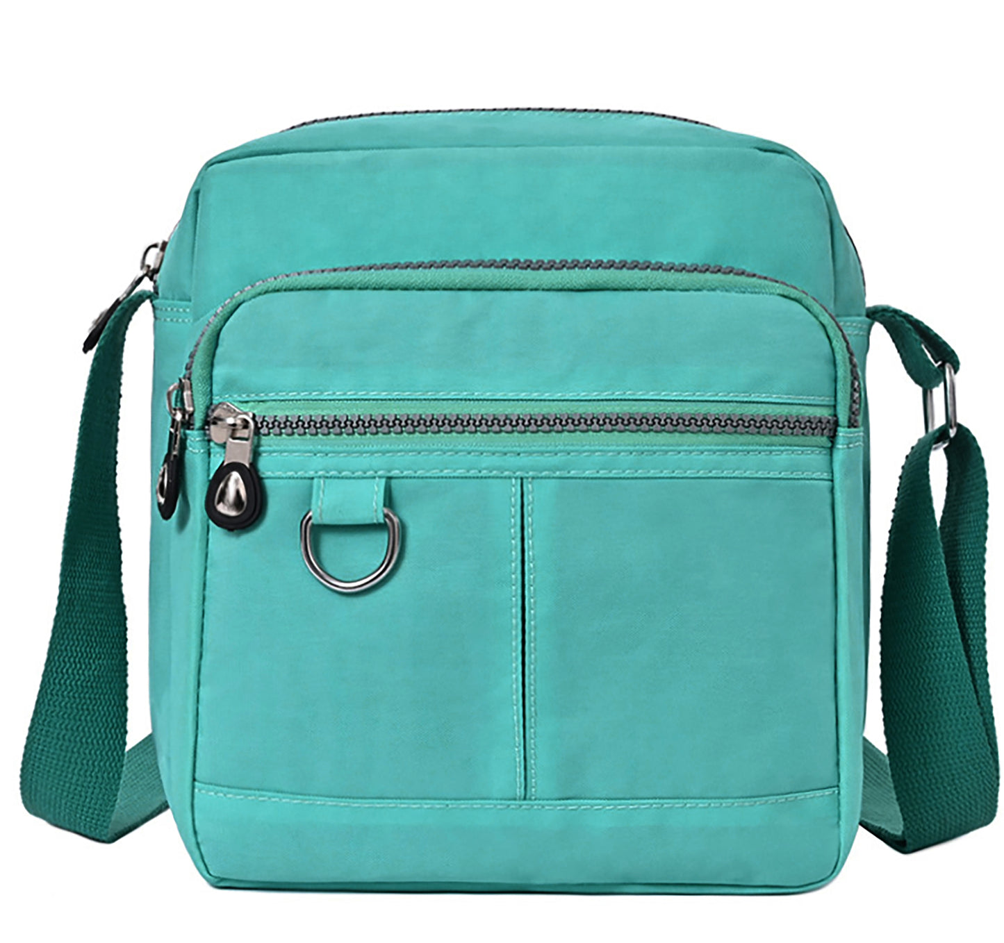 Lightweight Waterproof Small Nylon Crossbody Bag for Women with Multiple Compartments and Adjustable Strap - Lake Green (9925-LakeHR)