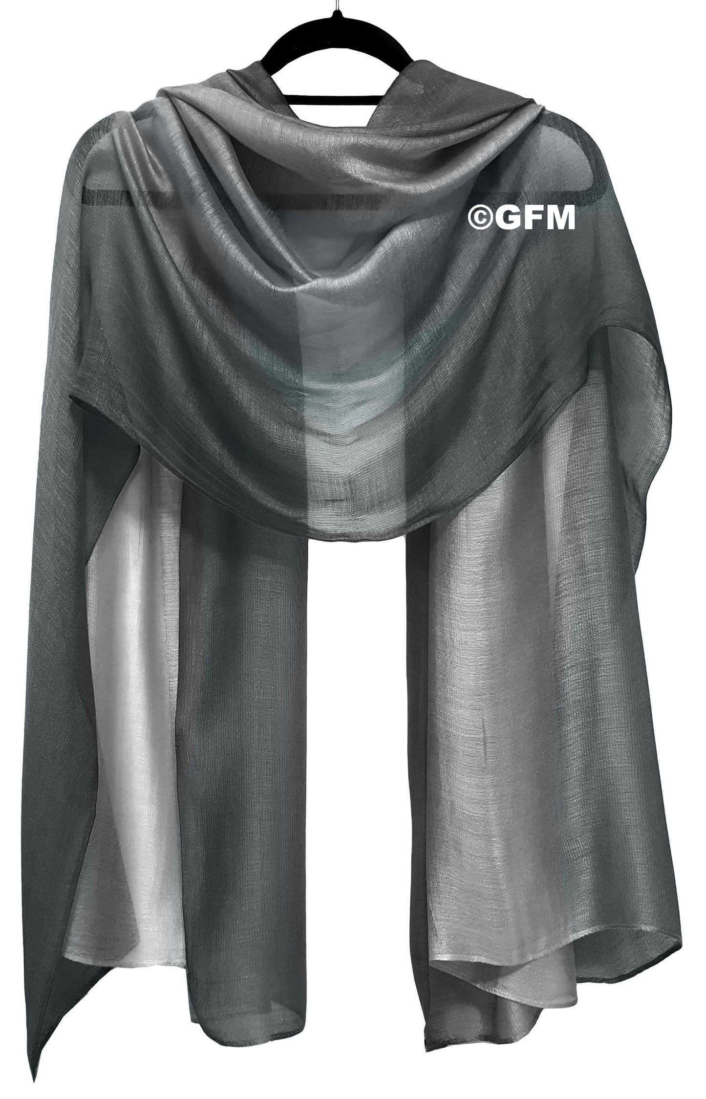 Two-Tone Silk-Cotton Blend Scarf - Grey Bluish Grey (DMSYSLK-CHBHKL)