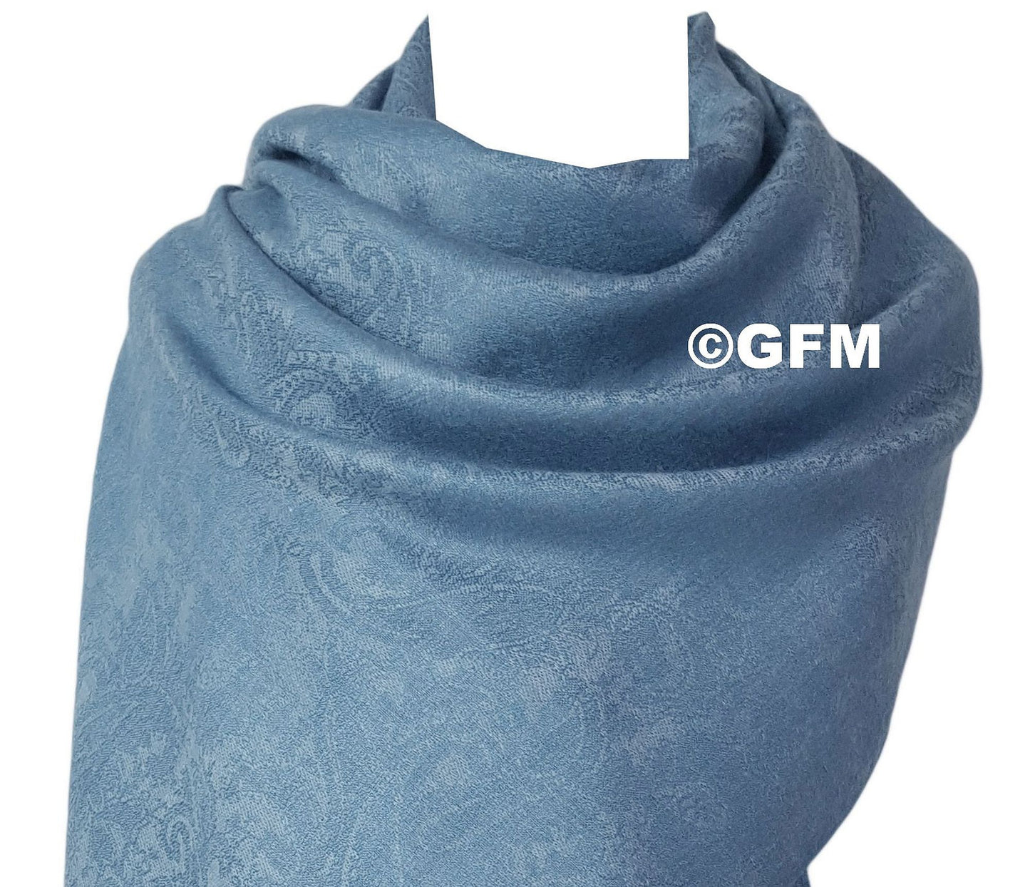 Paisley Pattern Pashmina Style Scarf – Lightweight, Stylish, Boho-Chic Fashion Accessory - Light Blue (P093-HLNL)