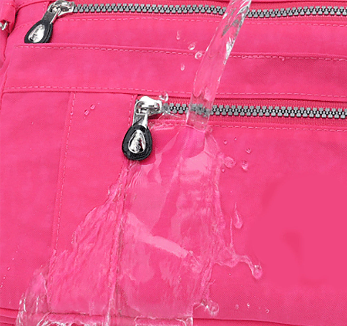 Lightweight Waterproof Small Nylon Crossbody Bag for Women with Multiple Compartments and Adjustable Strap - Hot Pink (9925-CRTGLB)