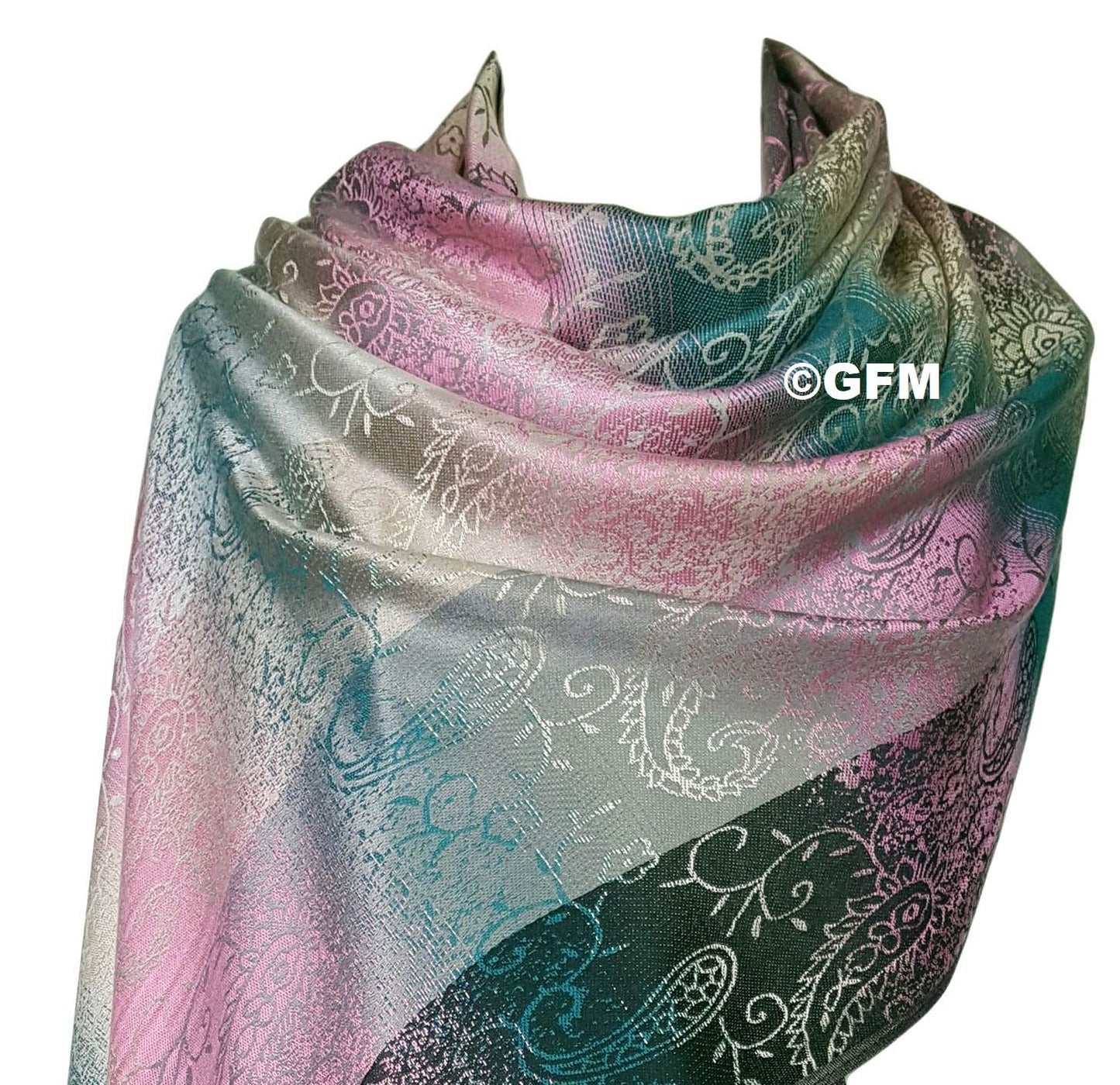 Floral Paisley Pattern Pashmina Style Scarf Shawl for Women - Pink (9321-GLB)