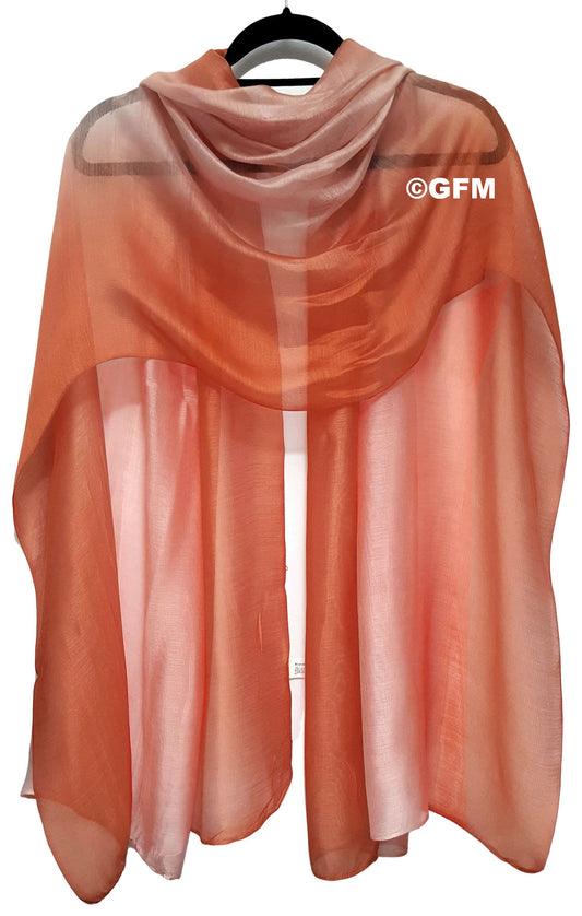 Two-Tone Silk-Cotton Blend Scarf - Light Orange Peach (DMSYSLK-NRG)