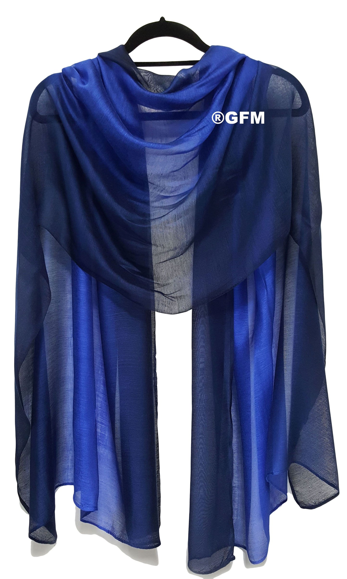 Two-Tone Silk-Cotton Blend Scarf - Navy & Royal Blue (DMSYSLK-GHNLCRTNL)