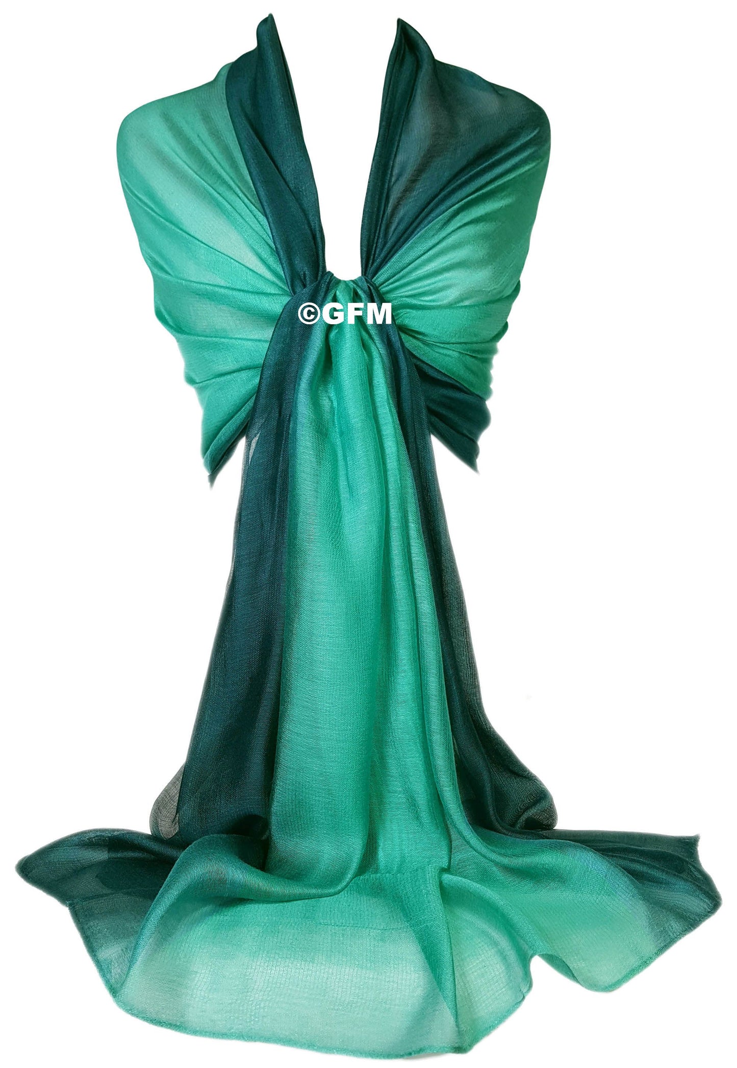 Two-Tone Silk-Cotton Blend Scarf - Turquoise Teal Green (DMSYSLK-PCKTL)