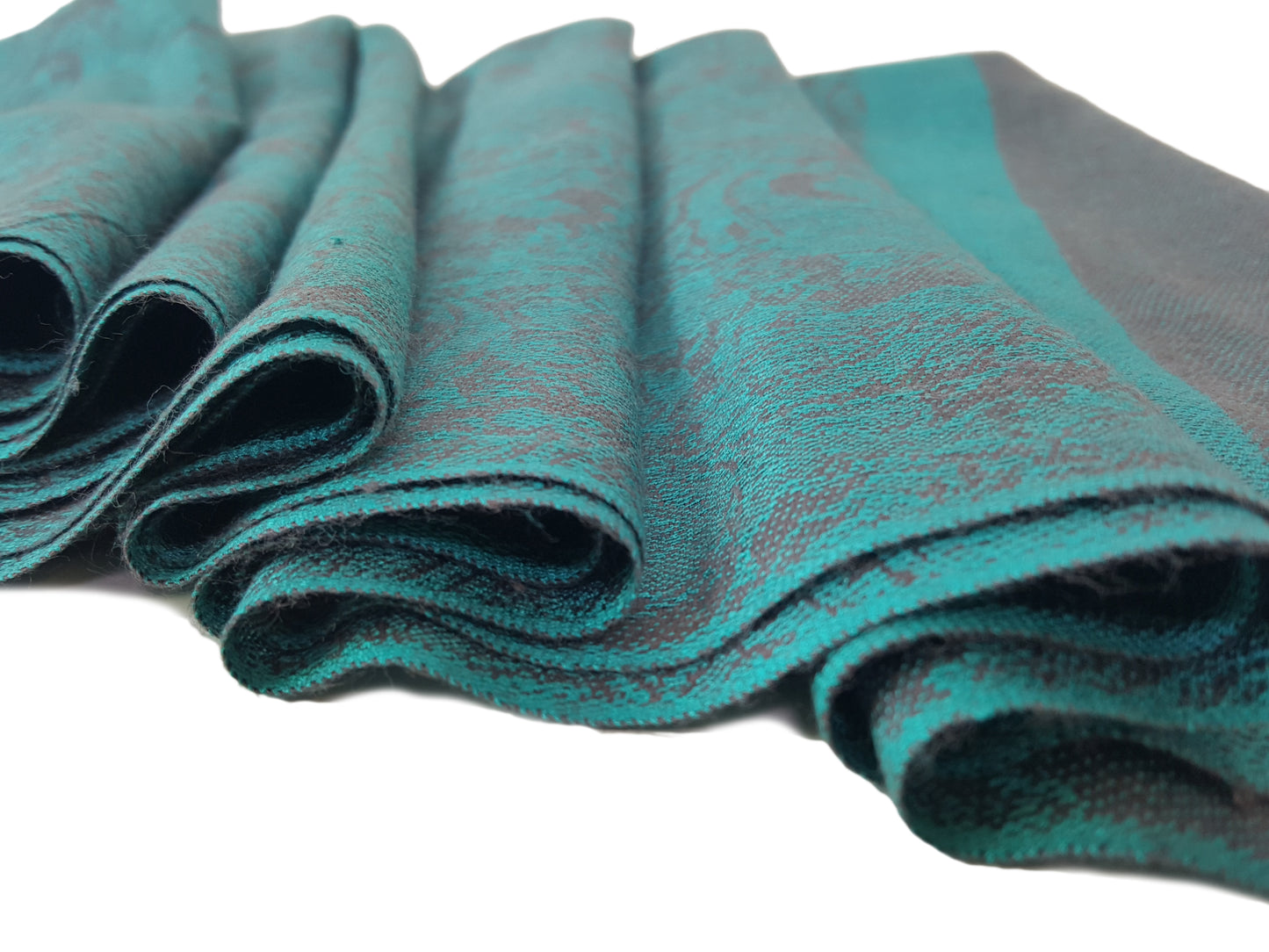 Paisley Pattern Pashmina Style Scarf – Lightweight, Stylish, Boho-Chic Fashion Accessory - Teal Grey (P093-TLBH)
